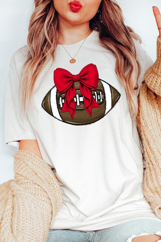 Red Bow Football Graphic Tee