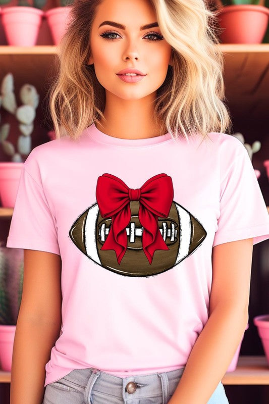 Red Bow Football Graphic Tee