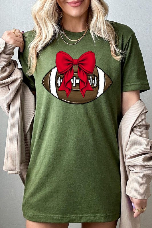 Red Bow Football Graphic Tee