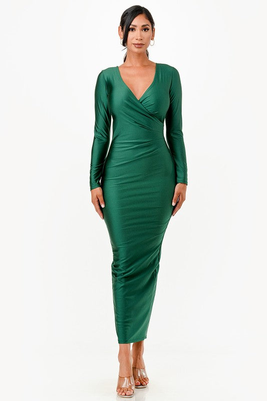 La Scala Surplice Deep-V Shimmery Cocktail Dress | Boho Soho La Scala Surplice Deep-V Shimmery Cocktail Dress | Boho Soho