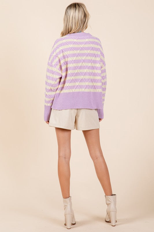 GeeGee Stripe Argyle Knit Sweater