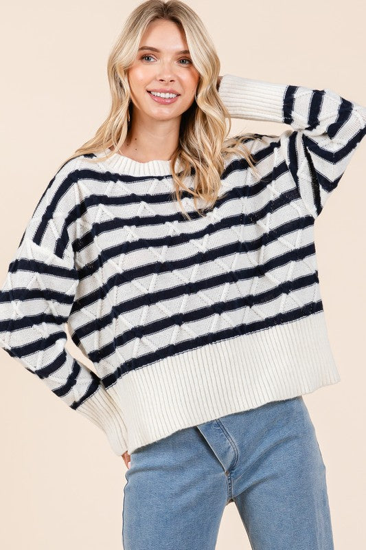 GeeGee Stripe Argyle Knit Sweater