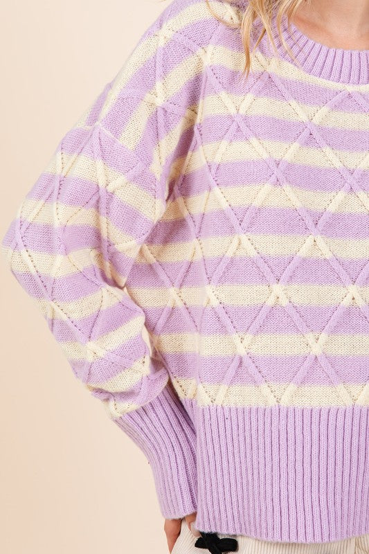 GeeGee Stripe Argyle Knit Sweater