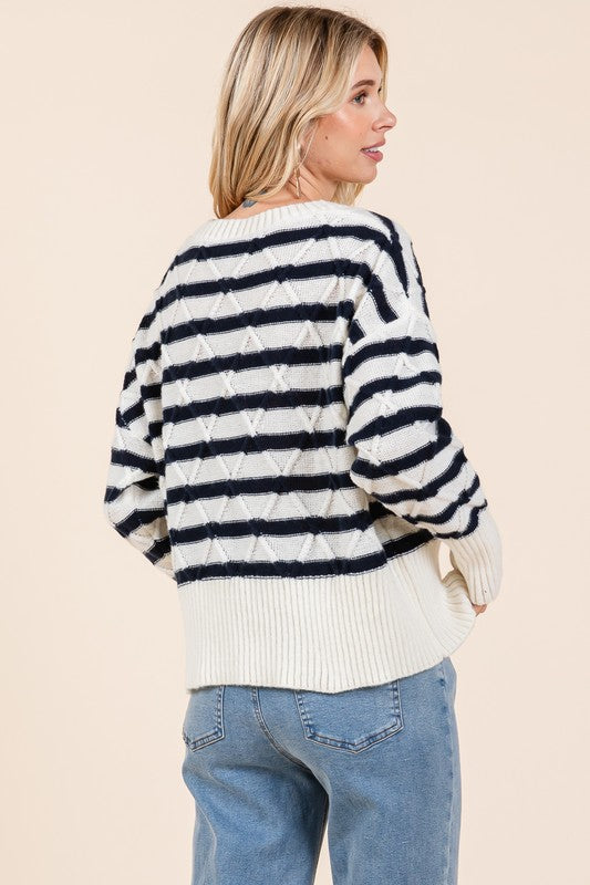 GeeGee Stripe Argyle Knit Sweater