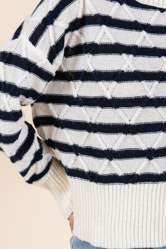 GeeGee Stripe Argyle Knit Sweater