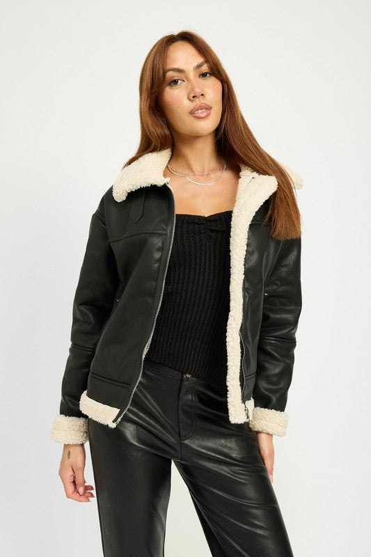 Emory Park SHEARLING MOTO JACKET