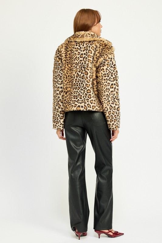 Emory Park Tessa ANIMAL PRINT FURRY JACKET