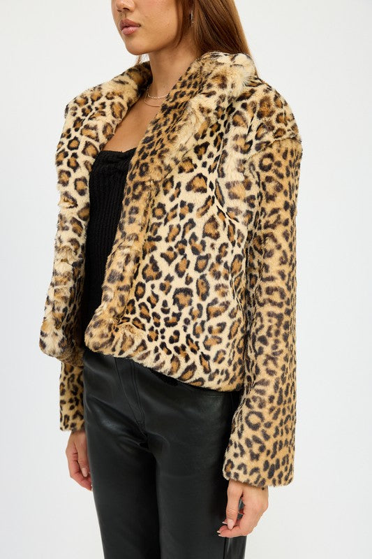 Emory Park Tessa ANIMAL PRINT FURRY JACKET