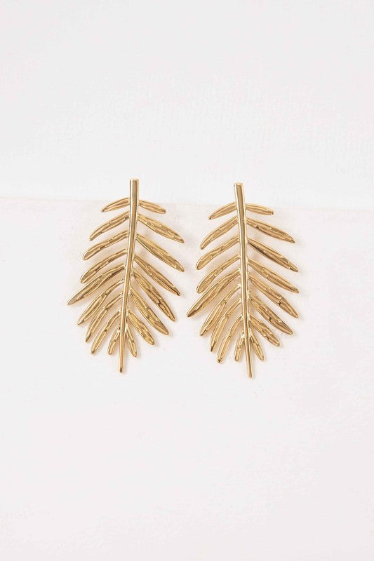 Palm Leaf Statement Earrings