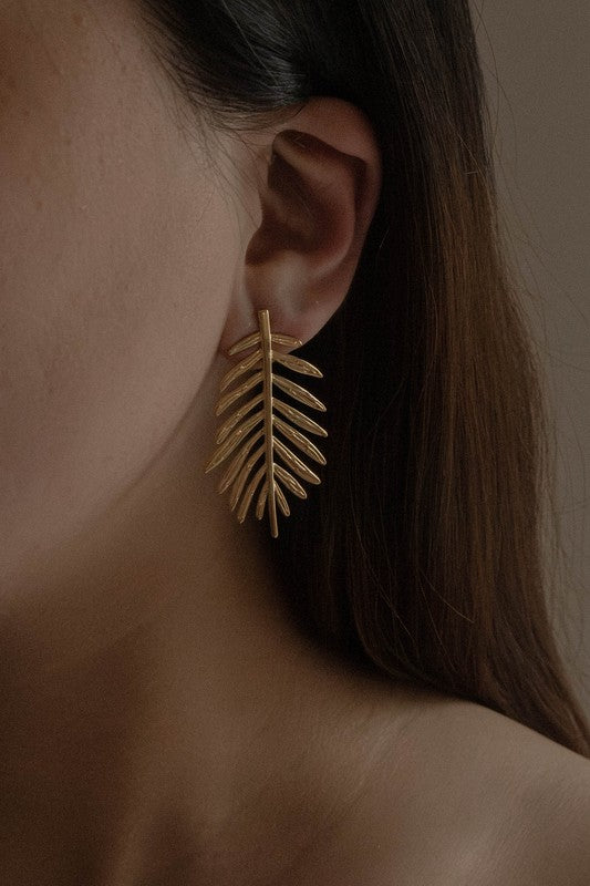 Palm Leaf Statement Earrings