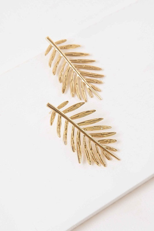 Palm Leaf Statement Earrings