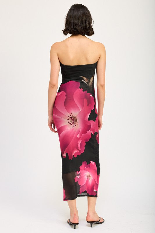 Emory Park Aaliyah FLORAL TUBE MIDI DRESS