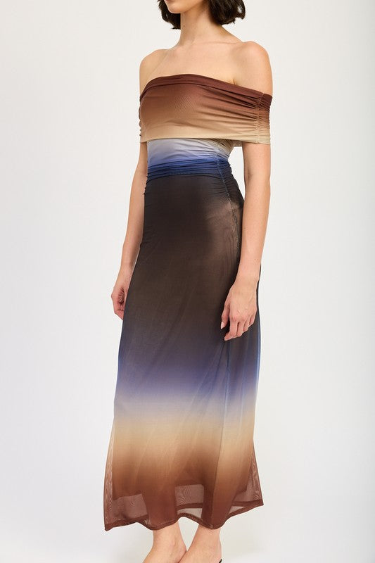 Emory Park Lucy OFF SHOULDER OMBRE MIDI DRESS