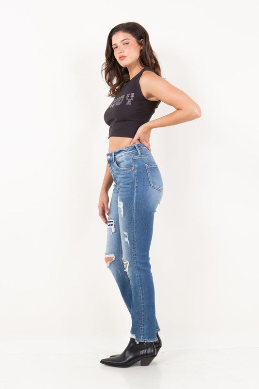 ARTEMIS VINTAGE MESH TUMMY CONTROL HIGH RISE STRAIGHT JEANS