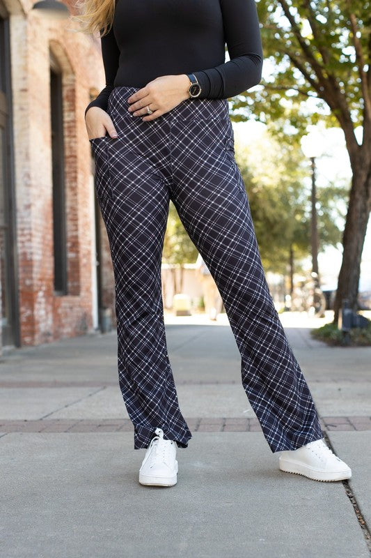 Julia Rose The Jennifer Plaid Bootcut Leggings