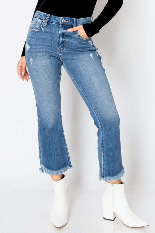 ARTEMIS VINTAGE CORSET HIGH RISE CROP FLARE JEANS