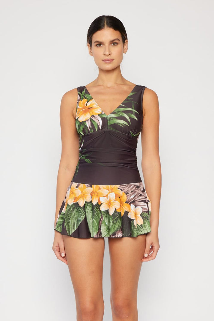 Marina West Swim Clear Waters Swim Dress in Aloha Brown