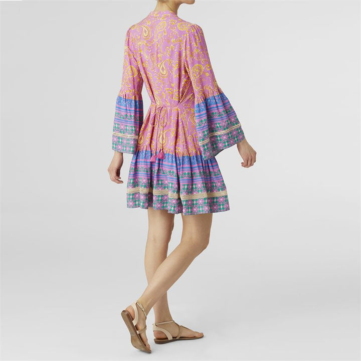 COCO + CARMEN Tudor Ruffle Sleeve Tunic Dress