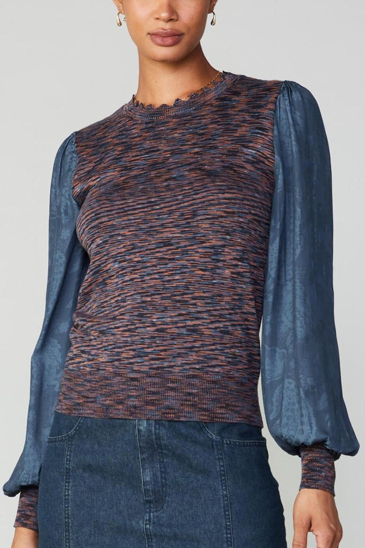 Downeast Multi Dimensional Woven Sleeve Sweater Top