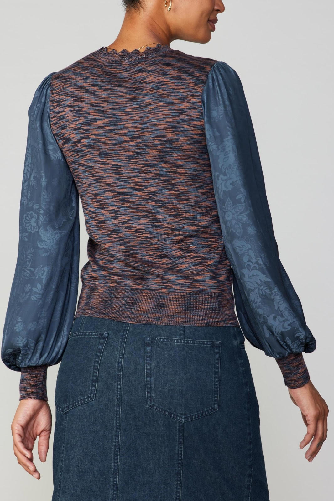 Downeast Multi Dimensional Woven Sleeve Sweater Top