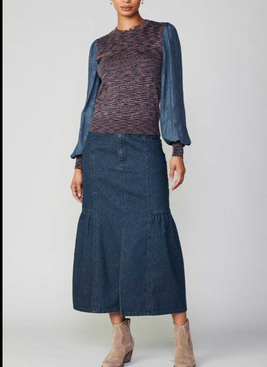Downeast Multi Dimensional Woven Sleeve Sweater Top
