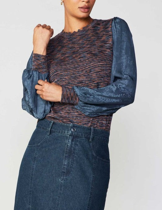 Downeast Multi Dimensional Woven Sleeve Sweater Top