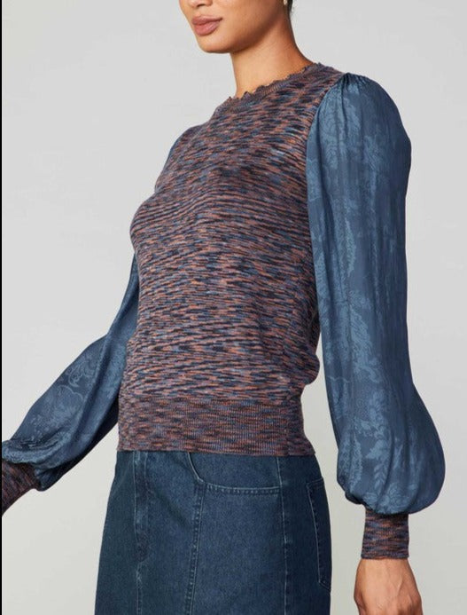 Downeast Multi Dimensional Woven Sleeve Sweater Top