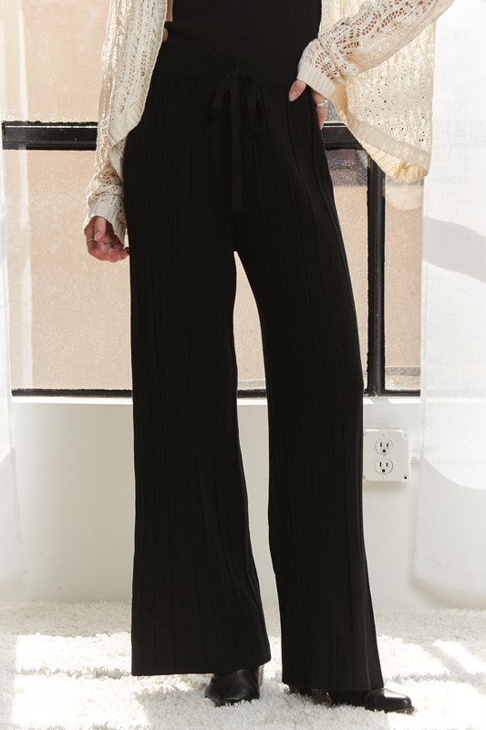 ADORA Waist Tie Wide Leg Knit Pants