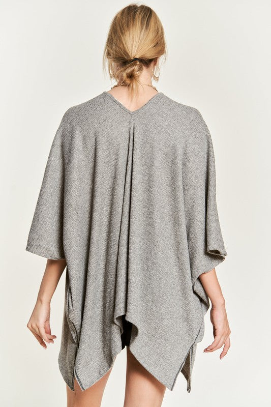 Jade by Jane VNECK Contrast Stitch PONCHO TOP