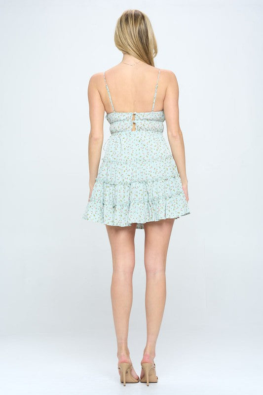 Floral Ruffle Cami Mini Dress - Boho Soho