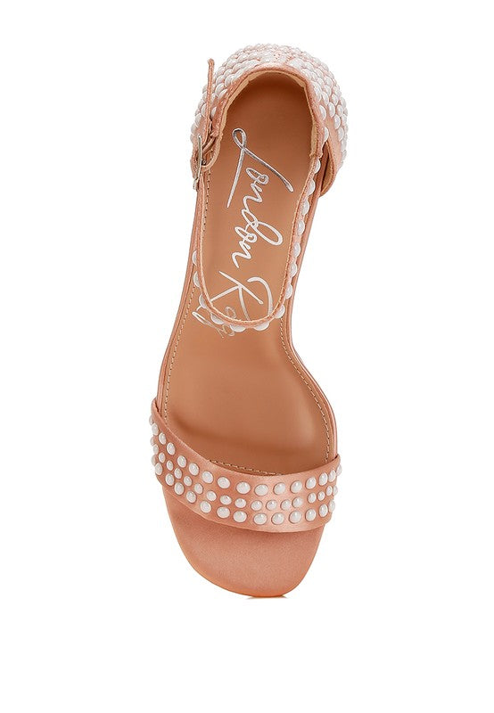 London Rag Klebba Pearls Embellished Satin Sandals