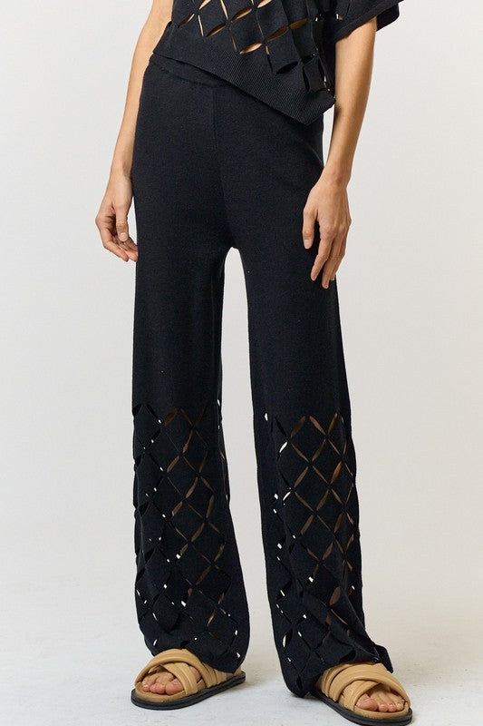 Lalavon Cut Out Detail Knit Pants