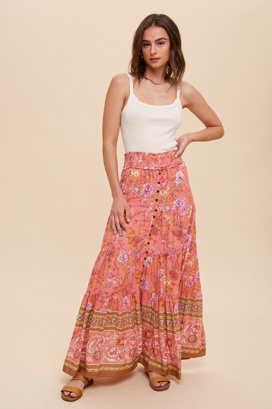 Boho border print outlet maxi skirt