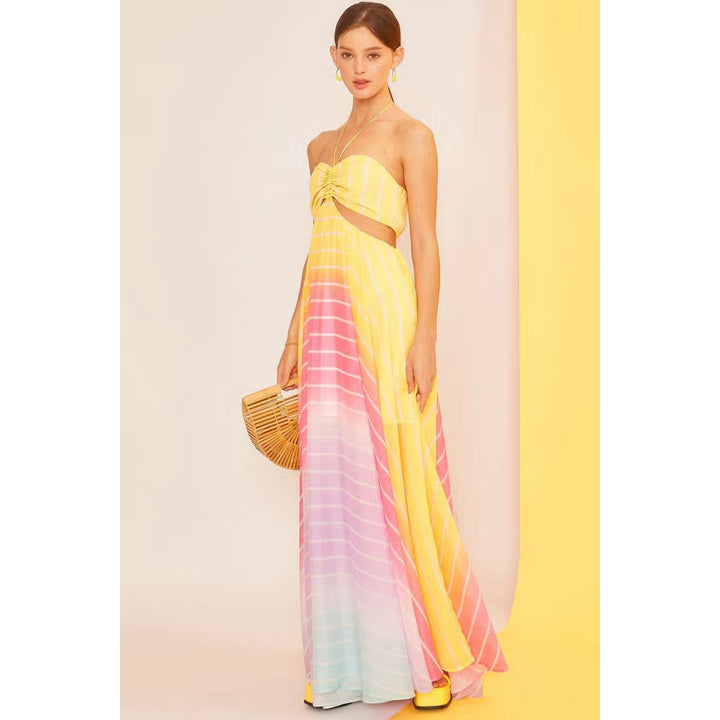 Cutout Ombre Halter Maxi Dress - Boho Soho