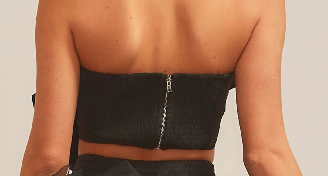 Kylie Bow Front Strapless Crop Top