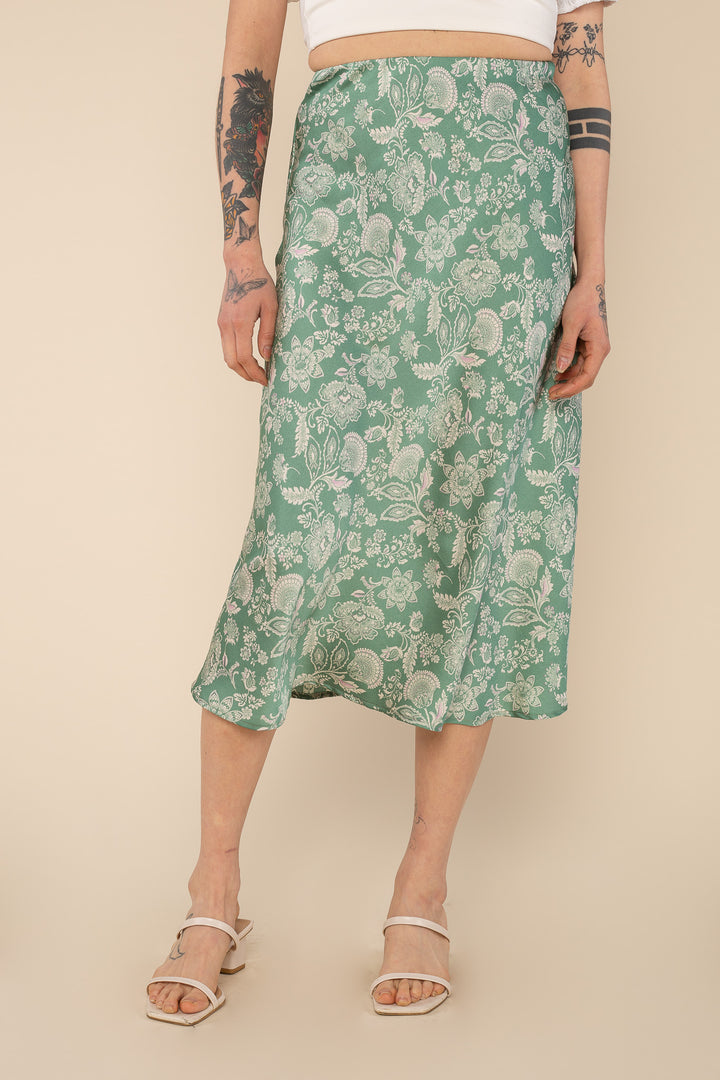Emery Floral Satin Skirt - Boho Soho