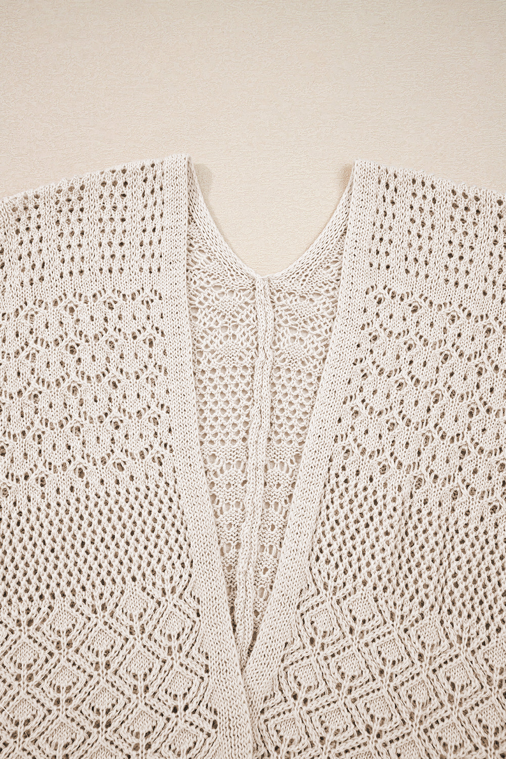 Jet Stream Mix Pattern Hollowed Knit Open Front Cardigan