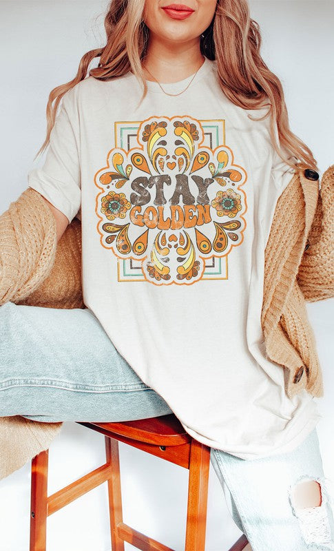 Retro Stay Golden Oversized Graphic Tee