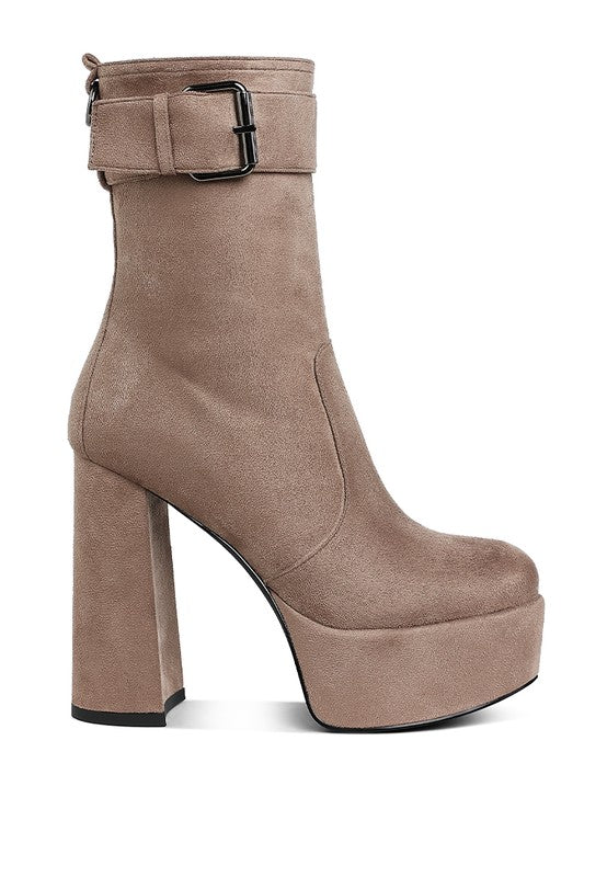 London Rag Wanderer Flared Block Heel Mid-Calf Boots