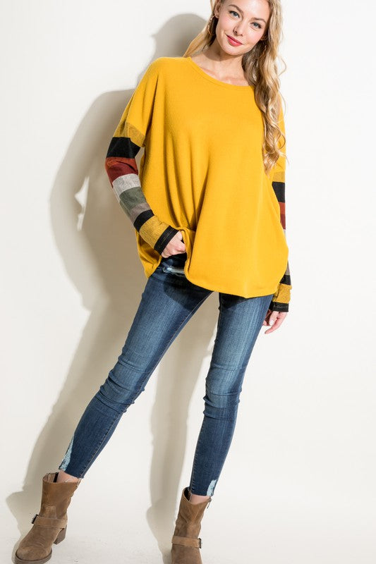 PLUS COZY COLORBLOCK TOP