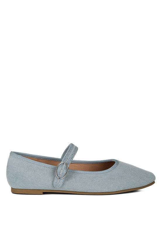 London Rag Iker Classic Denim Pin Buckle Ballerinas