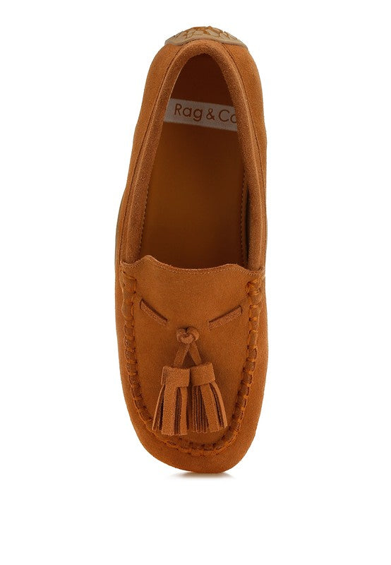 Rag & Co Kipstar Suede Round Toe Tassel Driving Loafers