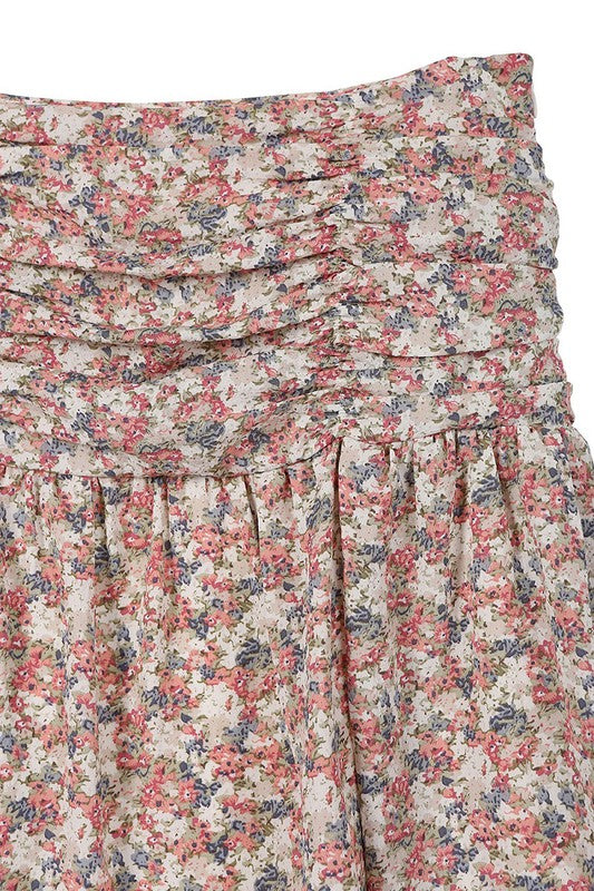 Shirred floral skirt - Boho Soho