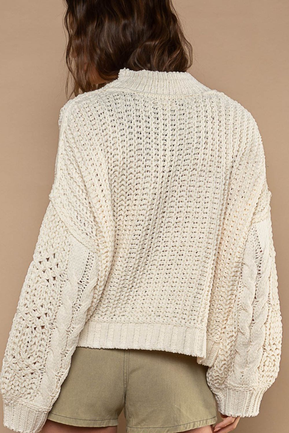 POL Mock Neck Cable Knit Sweater - Boho Soho