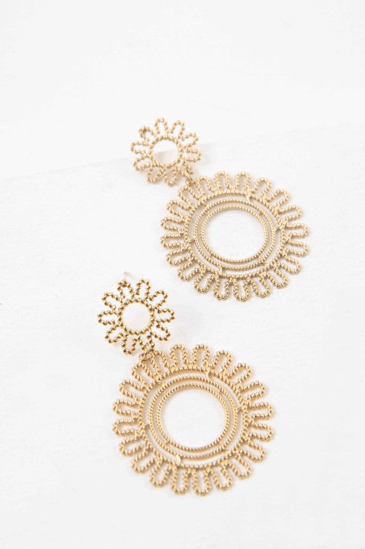 Lace Flower Drop Earrings - Boho Soho