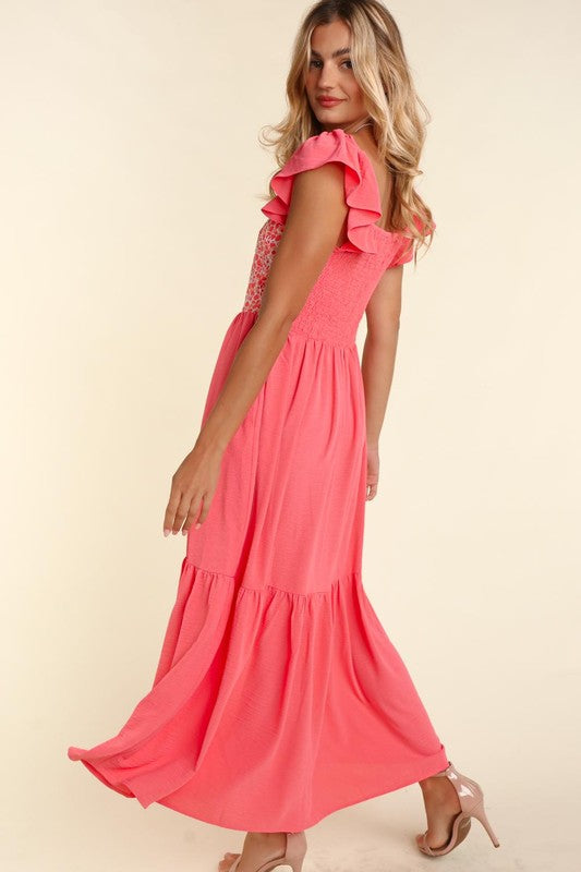 PLUS EMBROIDERY DOT WOVEN MAXI WITH SIDE POCKETS