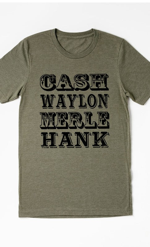 Retro Country Singer Cash Waylon Merle Hank Graphic Tee