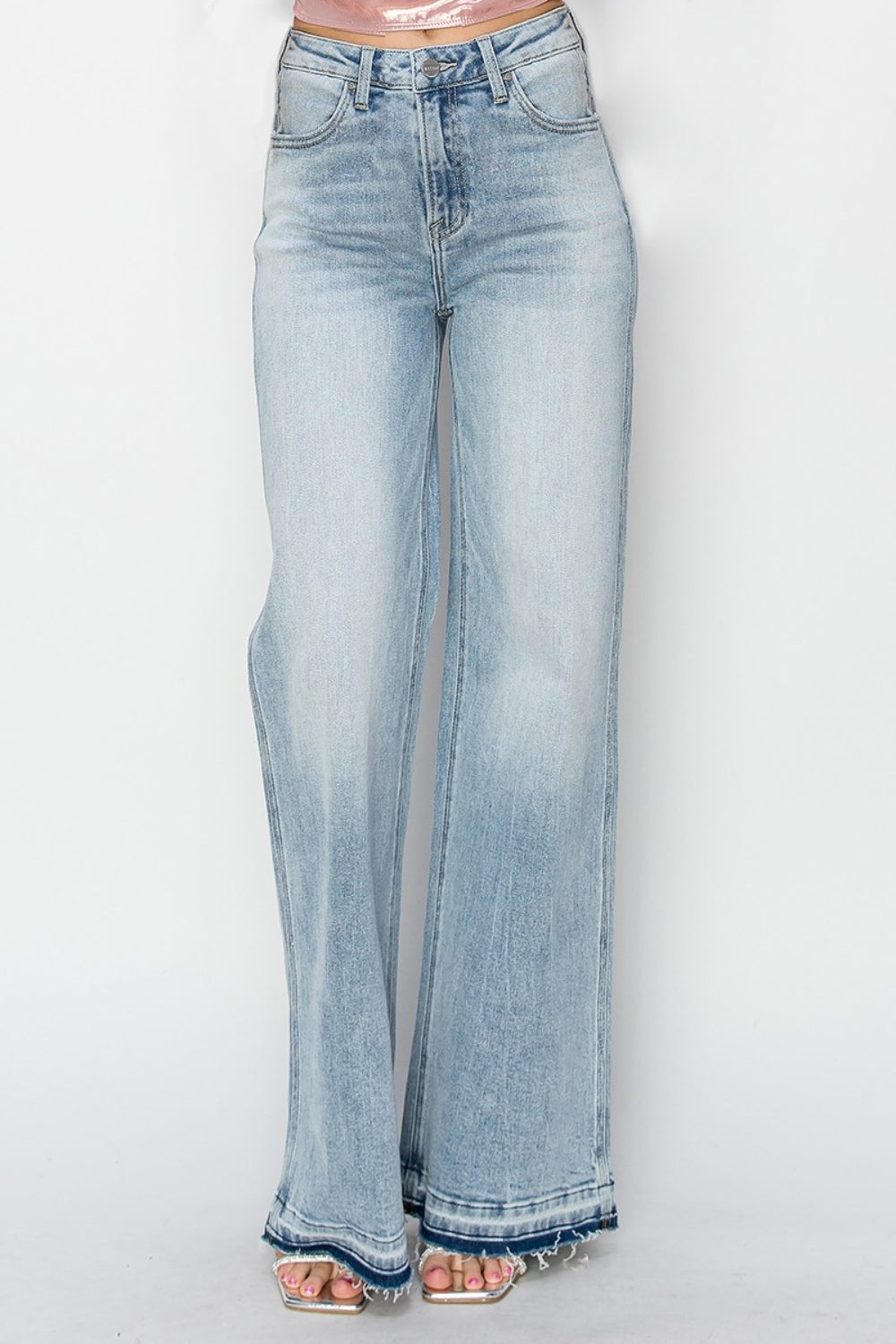 Risen High Rise Wide Leg Jeans