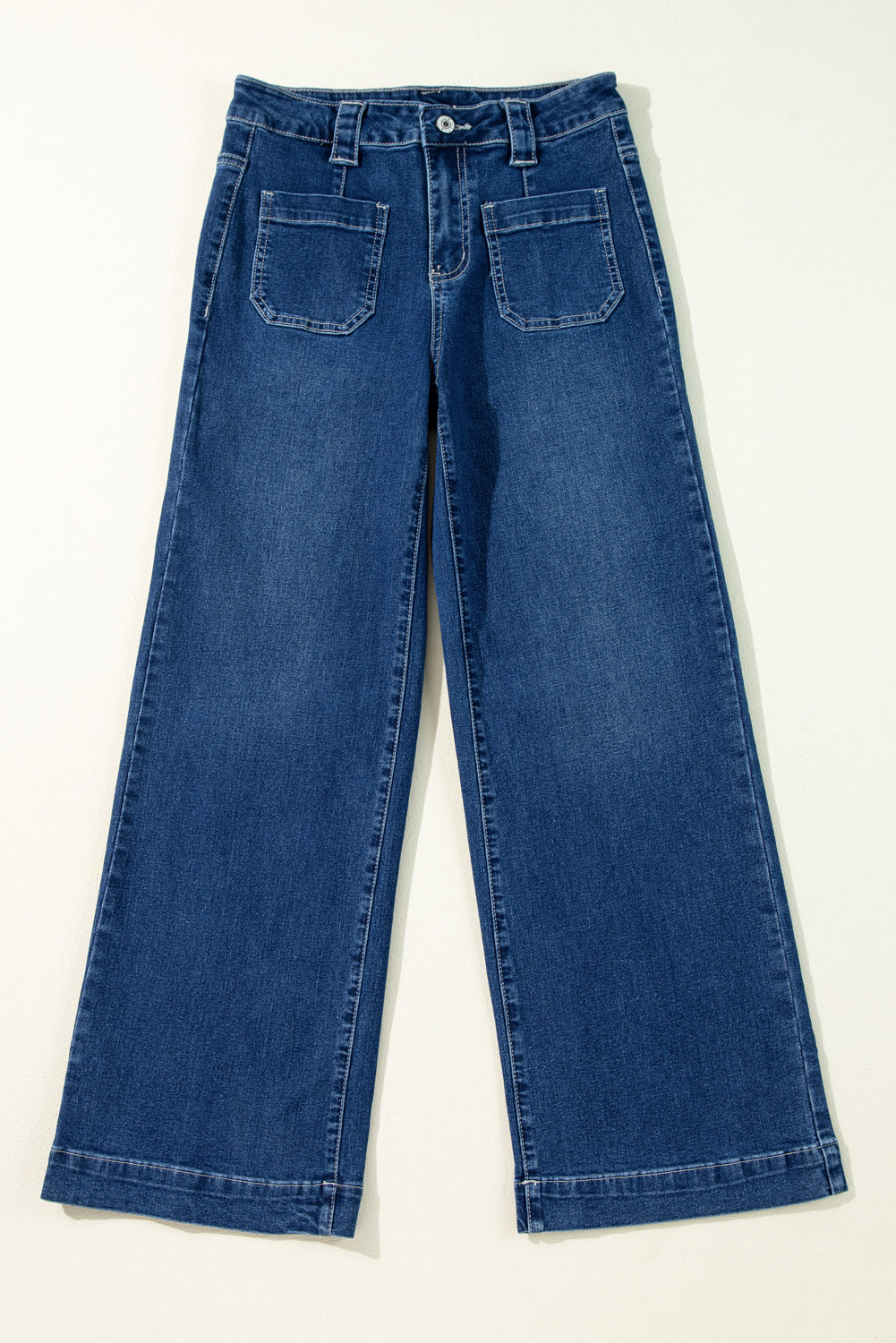 Sailor Blue Wide Leg Pocketed High Waist Jeans
