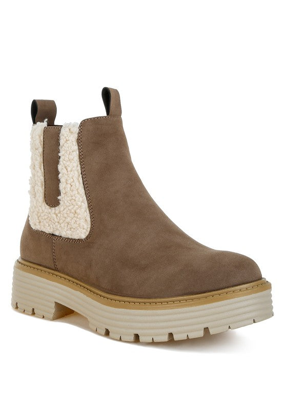Rag Company Mothman Faux Fur Detail Chunky Ankle Boots